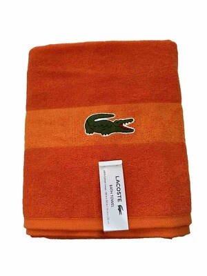 Toalla de baño Lacoste NARANJA 100 % algodón 30" x 52" logotipo de cocodrilo grande NUEVA NUEVA CON ETIQUETAS Foto 1 de 4