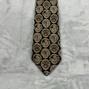 Brioni Roma Tie Mens Black Gold Silk Geometric Jewelry Print Italy 3.75"x60" - Picture 1 of 6