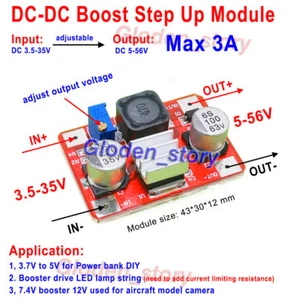 3A DC-DC Boost Step-up Converter Voltage Regulator 5V-35V to 9V 12V 24V 36V 48V - Picture 1 of 3