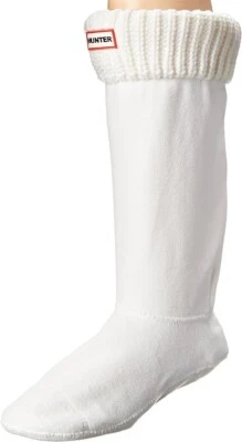 Hunter Original Half Cardigan Tall Boot Socks White with Logo Large New-Open Box - Image 1 of 4