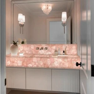 Losa de encimera de baño de cuarzo rosa - Piedra de lujo para decoración del hogar y el hotel - Imagen 1 de 9