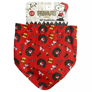 NEW Snoopy Peanuts HOLIDAY Wreath Dog Bandana S/M - Picture 1 of 4