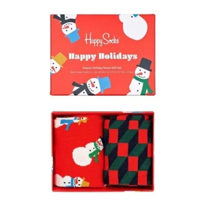 Paquete de 2 calcetines unisex Happy Socks muñeco de nieve/regalo geométrico - Imagen 1 de 13