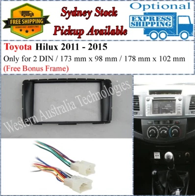 Arnés + Fascia facial se adapta a Toyota Hilux 2011+ Kit de tablero doble dos 2 DIN- Foto 1 de 4