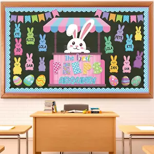 Spring Easter Classroom Decorations Easter Bulletin Board Set Easter Bunny Eggs - Picture 1 of 7