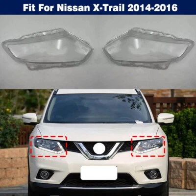 Both Side Headlight Clear Lens Cover Shell + Glue For Nissan X-Trail 2014-2016 - Image 1 of 4