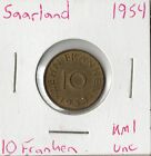 Münze Saarland (Französische Stadt) 10 Franken 1954 KM1
