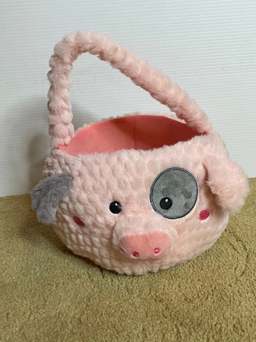 Easter Big Pink Soft Plush PIG Farm Easter Basket Candy Treats Cover