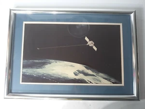 Vintage Signed Spencer Taylor Space Satellite Sci Fi Framed Art Print - Picture 1 of 11