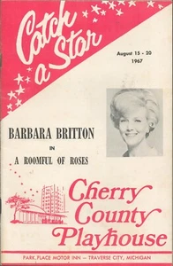 1967 CHERRY COUNTY PLAYHOUSE PROGRAM- BARBARA BRITTON in A ROOMFUL OF ROSES - Picture 1 of 3