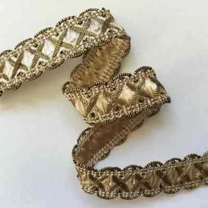 Beige and Metallic Gold 5/8" Crossover Braid price for 5 yards - Picture 1 of 1