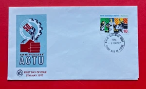 1977 AUSTRALIA 50TH ANNIVERSARY OF ACTU FDC BY WESLEY AQUA - Picture 1 of 2