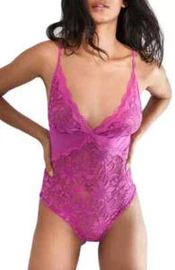 Free People Lace Bodysuit Speed Date Fuschia Fizz Pink Size S - Picture 1 of 4