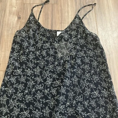 Nuevo Calvin Klein Chemise Blanco y Negro Floral Transparente Foto 1 de 4