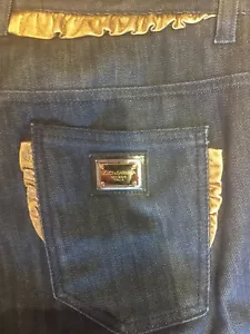 PANTALONES VAQUEROS DOLCE & GABBANA 100% AUTÉNTICOS RAROS RAROS VOLANTES DORADOS - Imagen 1 de 12