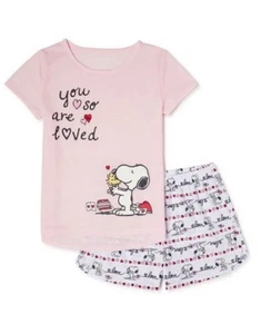  Nwt 4 5 snoopy YOU ARE LOVED woodstock peanuts valentines pajamas easter summer - Picture 1 of 8