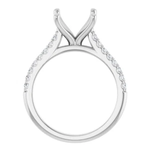 Rundschliff 10 mm Kathedrale halbmontierter natürlicher Diamant Damenring 14 K Weißgold - Bild 1 von 8