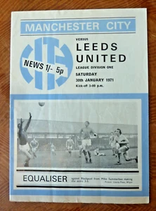 Programa Manchester City V Leeds United 30 de enero de 1971 Maine Rd Corrigan Lee - Imagen 1 de 2