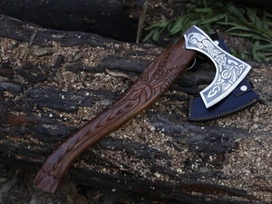 EDC Dragón Axe Carbon Steel Blade Viking Axe Tomahawk Axe W/L/Sheath BL-4772 - Picture 1 of 22