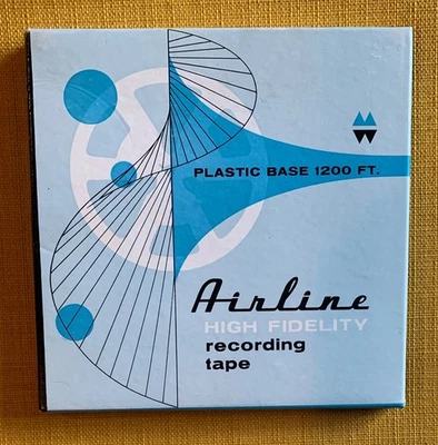 AIRLINE *Cinta de grabación de alta fidelidad* Cinta carrete a carrete en blanco Montgomery Ward Foto 1 de 4