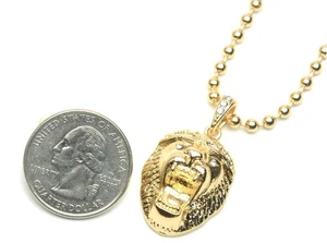 Men's Mini Matte Lion Head Pendant 20" Ball Chain Necklace MMP 811 - Picture 1 of 11