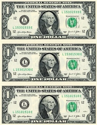 (3) 2021-$1 Fancy Repeater Serial Number Banknotes-San Francisco-Uncirculated - Image 1 of 2