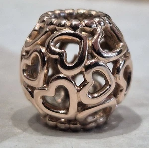 PANDORA Moments 14K rose gold plated openwork Hearts All Over charm, 780964 - Picture 1 of 4