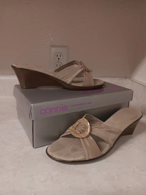 Zapatos italianos beige cuña CONNIE Paula toboganes talla 9M detalles de aspecto natural  Foto 1 de 4