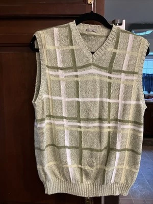 Chaleco tejido AGNONA usado talla 50 100% cachemir verde y blanco Foto 1 de 4