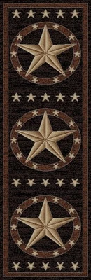 Alfombra Rustic Lodge, Texas Star, 2'3" W x 7'7" L, negra 3683 Foto 1 de 4