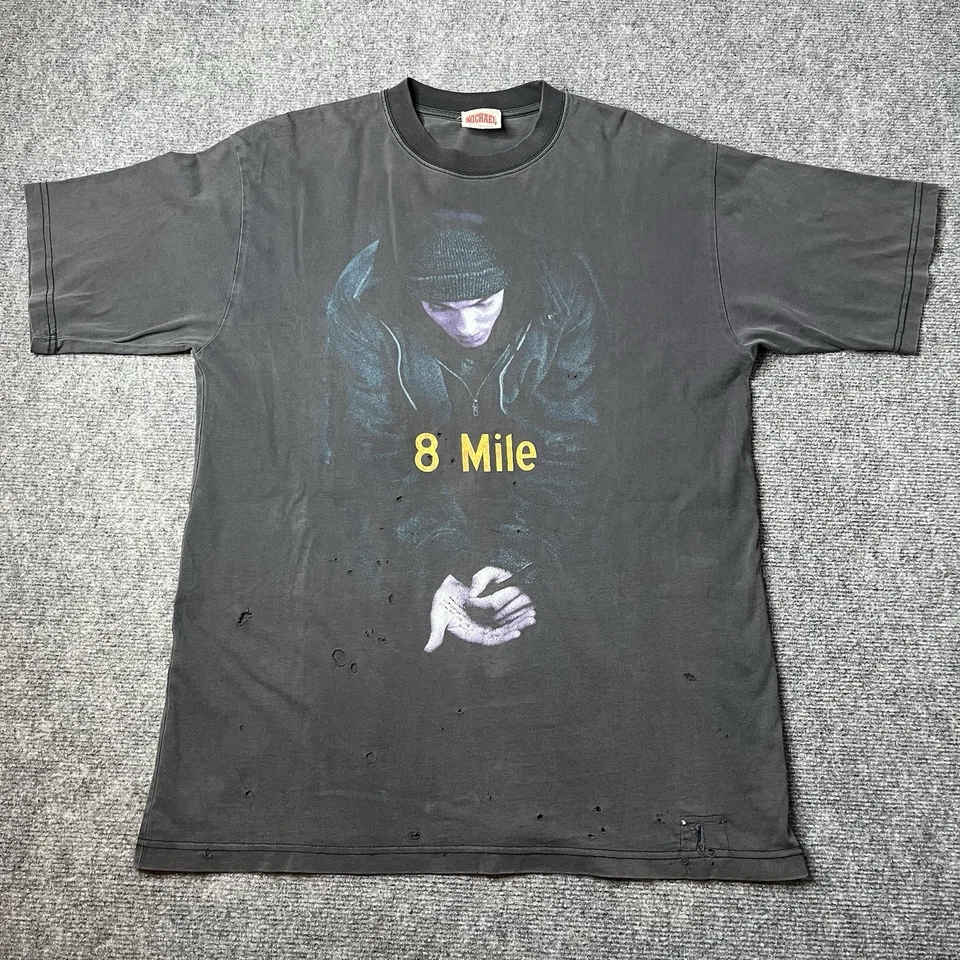 Camiseta De Colección Eminem 8 Millas Desgastada Película Promo Rap Camiseta Para Hombres XL Desteñida Negra Foto 1 de 4