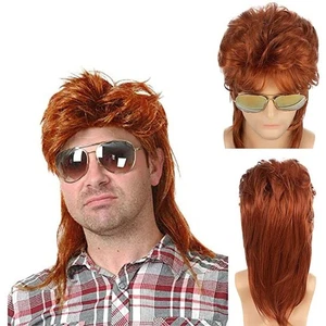 Fiber Punk Synthetic Hair Men's Wig Retro Cosplay Wig Mullet Fluffy Wig - Picture 1 of 12