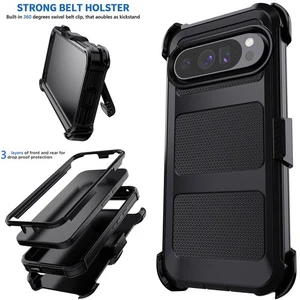 Black For Google Pixel 10/10 Pro/Pro XL Rugged Case Shockproof Cover/Belt Clip - Picture 1 of 28