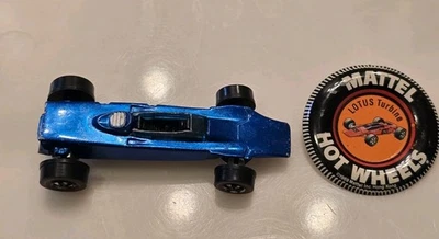 Vintage 1969 Hot Wheels Redline BLUE Lotus Turbine With Original Tin Button US - Image 1 of 4