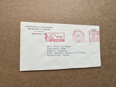 US 1967 Meter Cover +Vaccine Thematic(10) +Be Wise Immunize Ad+PA 13th Dis Judge - Image 1 of 3