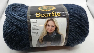 Lion Brand Scarfie Yarn Denim/Navy Acrylic Wool blend - Image 1 of 3