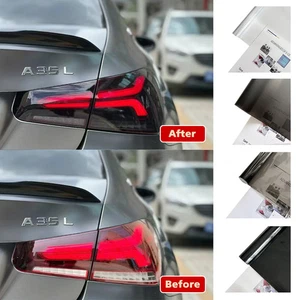 30/40cm Car Headlight Fog Light Taillight Smoke Black PVC Film Vinyl Sticker - Picture 1 of 25