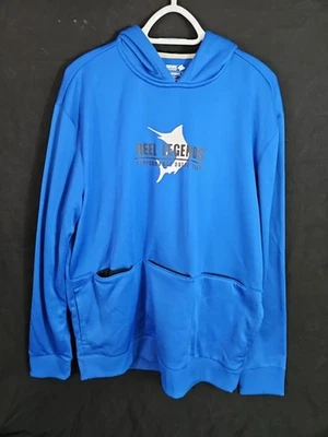 Reel Legends Mens XL Blue Hoodie Sweatshirt  Hands-Free Pockets UPF 50 - Image 1 of 4