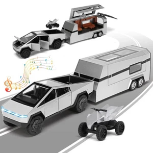 Cyber Truck Spielzeug mit Wohnmobil & Motorrad mit Sound und Licht Legierung - Bild 1 von 8