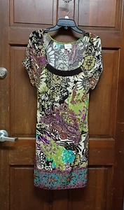 ECI New York Multicolor Floral & Paisley Print Dress Short Sleeve Womens Size 12 - Picture 1 of 3