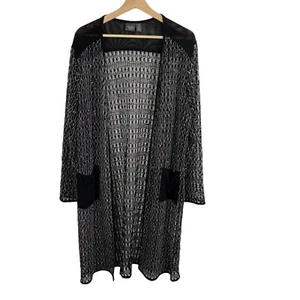 Chicos Travelers Collection Cardigan Duster Women's Sz 2 Large open knit long - Picture 1 of 6