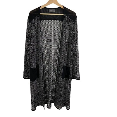 Chicos Travelers Collection Cardigan Duster Women's Sz 2 Large open knit long - Image 1 of 4