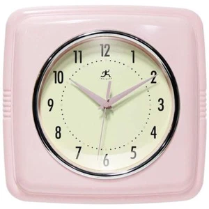 Infinity Instruments Wall Clock Non-Ticking Retro Rose Blush Quartz Movement - Picture 1 of 8