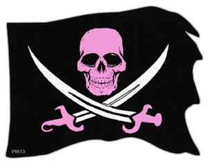Pirate Flag | Pink Skull and Crossbones | Bumper Stickers Decals | Jolly Roger - Picture 1 of 1