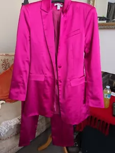 ASOS Stunning Satin Suit 2 Piece Pink Blazer Size 8 & Trousers Sequins Size 10 - Picture 1 of 14