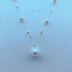 STUNNING 18" AAA+ SOUTH SEA NATURAL WHITE PEARL NECKLACE 14K - Picture 1 of 5