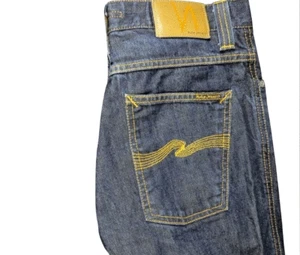 Nudie Slim Jim Mens Jeans Blue 31/27 Organic Cotton Dry Boken Twill Italy Slim - Bild 1 von 11