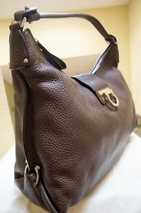 $2,100 Salvatore Ferragamo Hobo Fanisa bag Large Hobo NWT Cocao Silver H/W - Picture 1 of 15