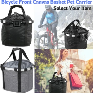 Bicycle Bike Basket Detachable Front Canvas Pet Carrier Bag Aluminum Alloy Frame - Picture 1 of 49