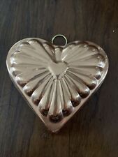 Vintage Copper Heart Mold Cake Pan Valentine Wedding Anniversary W/ Brass Ring